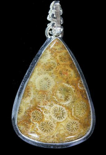 Million Year Old Fossil Coral Pendant - Sterling Silver #49560